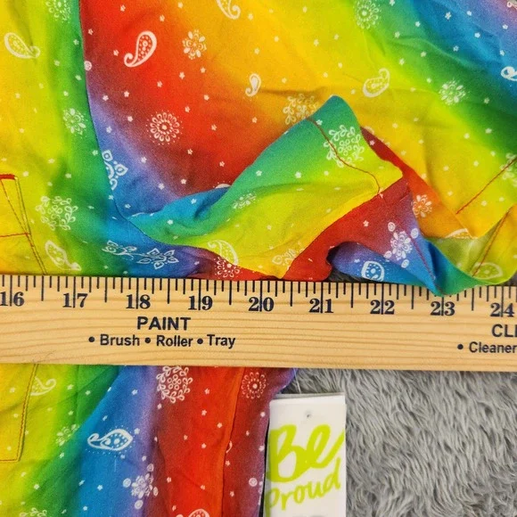 BP Shirt Womens M Rainbow Be Proud Camp Stripe Paisley Button Down BP441189MN - Picture 9 of 12
